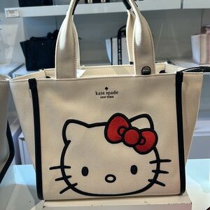 Kate Spade Cream and Red Hello Kitty Tote